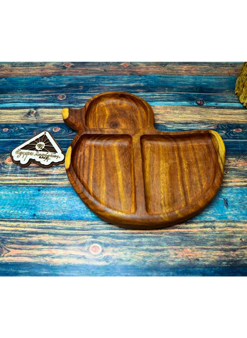 Egypt Antiques A children's food or snack dish in the form of a handmade wood duck, 100% natural colors, treated with olive oil  - Image 4