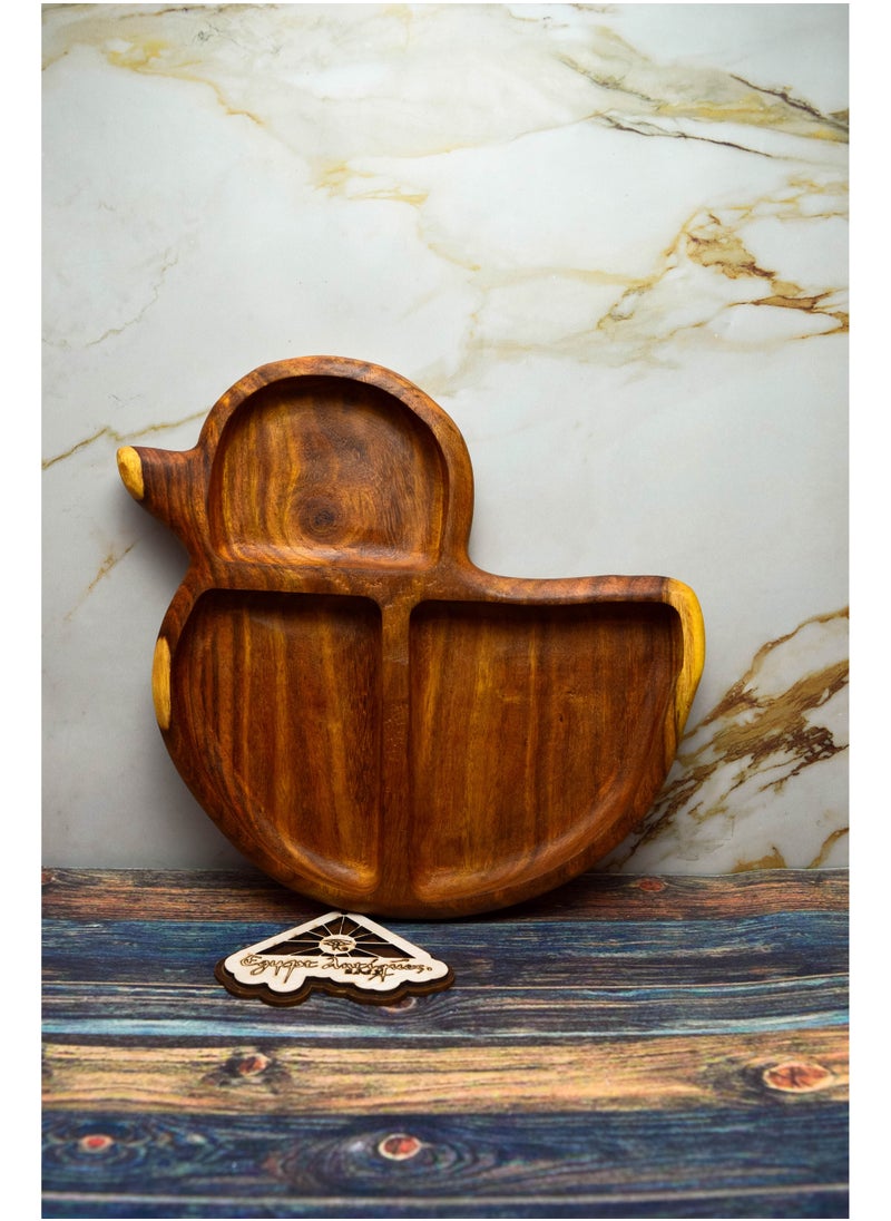 Egypt Antiques A children's food or snack dish in the form of a handmade wood duck, 100% natural colors, treated with olive oil  - Image 3