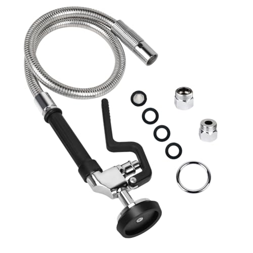 TNROTED Pre Rinse Hose with Sprayer Valve 38 Inch Commercial Dish Spray Hose with Spray Head for Commercial Restaurant Kitchen Faucet Black - Image 1