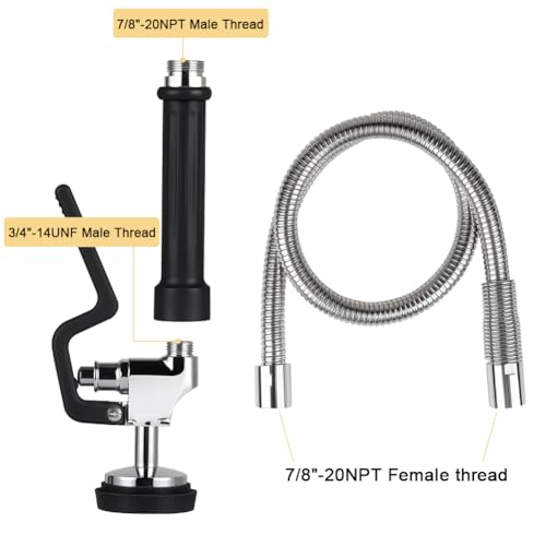 TNROTED Pre Rinse Hose with Sprayer Valve 38 Inch Commercial Dish Spray Hose with Spray Head for Commercial Restaurant Kitchen Faucet Black - Image 3