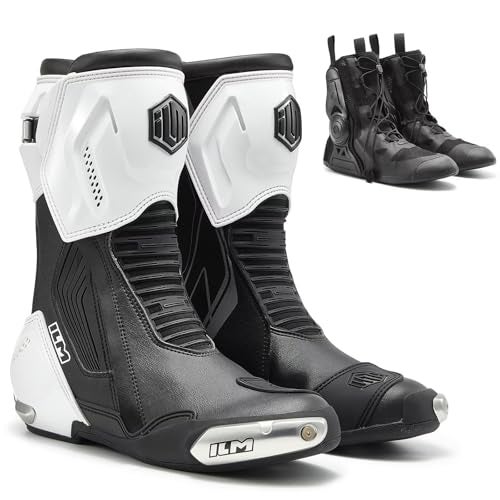 ILM Motorcycle Racing Boots Enhanced Ventilation Anti Slip Street Riding Sport Footwear CE Protective Gear Model BRC1 Black White 85 - Image 1