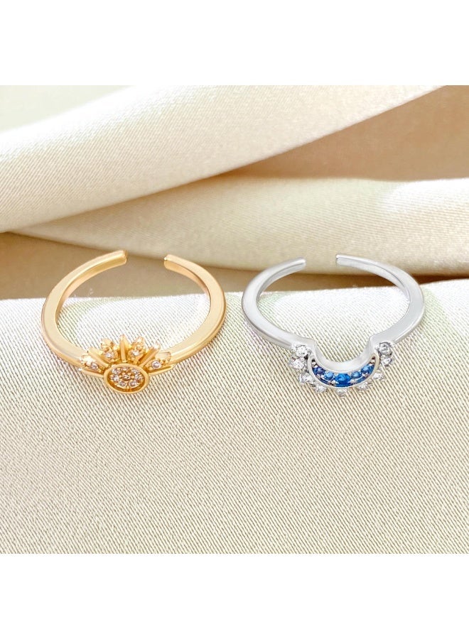 Shein Sun & Moon Couples Ring – Adjustable Free Size – Gold & Silver Twin Rings Symbolizing Balance, Connection & Eternal Love - Image 4