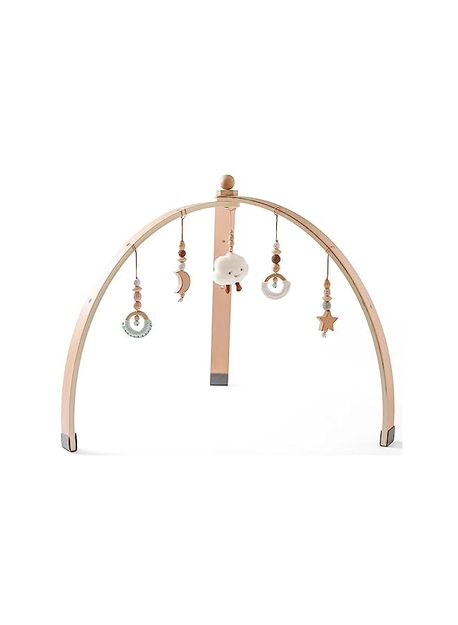 vesus Wooden Baby Gym with 5 Hanging Toys Foldable Baby Play Gym Frame Activity Gym Hanging Bar Newborn Gift Baby Girl and Boy Gym, Baby Toys for Perfect 0-1.5 Years Baby Shower - Image 2