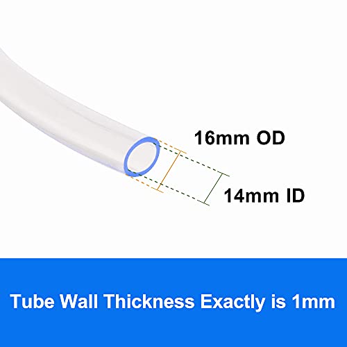 QuQuyi PVC Vinyl Tubing Lightweight Grade Clear Plastic Tube, 14mm ID X 16mm OD PVC Tube Flexible Plastic Hose Line Pipe Oil Resistant Multipurpose Vinyl Hose, BPA Free，16.4FT - Image 2