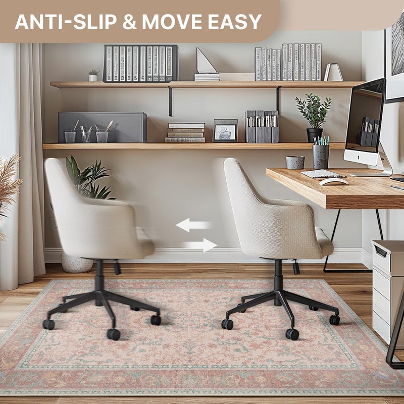 BESBLEE 36"x48" Office Chair Mat for Hardwood Tile Floor, Under Desk Carpet Protector for Rolling Computer Chair Mat, Machine Washable Area Rug, Anti-Slip 1/5" Thick Low Pile Thin Vinyl Floor Mat, Pink - Image 4