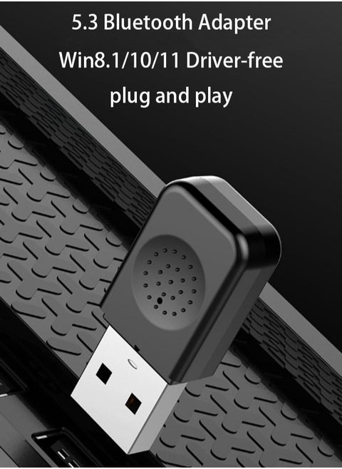 USB Bluetooth 5.3 Adapter For PC, Bluetooth for Computer Desktop Laptop, Wireless Transfer for Bluetooth Headphones Speakers Keyboard Mouse Printers Support Windows 8.1/10/11