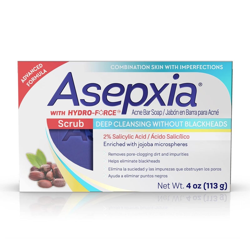 Asepxia صابون أسيبكسيا العميق المنظف المرطب لعلاج حب الشباب مع مستخلص الخيار وحمض الساليسيليك 4 أونصة
