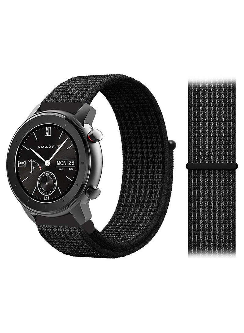 Perfii Nylon Loop Replacement Band 20mm For Amazfit GTR 42mm Black White