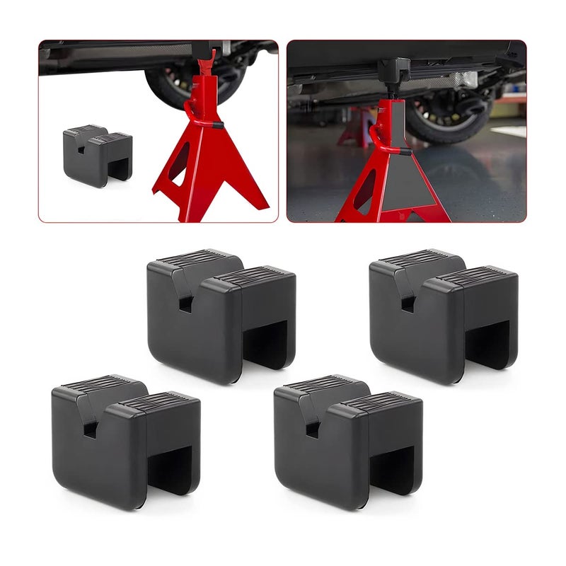 BELOMI Jack Stand Pads 4 Pcs 3 Ton Jack Pad Adapter Universal Rubber Slotted Frame Rail Pinch Welds Protector Pad for Jack Stand Support Lift Car Accessories for Sedan SUV and More
