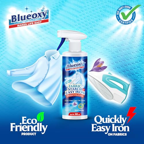 Blueoxy Fabric Starch & Easy Iron Spray |Winkle Free -Stiffing |Crisp Finish |Crease Free Finish | Lavender Fragrance | Easier Ironing | Color -Fabric Protection | 500 ml - Image 2
