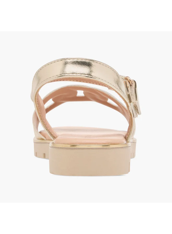 Flora Bella By Shoexpress Girls Cutout Detail Sandals with Hook and Loop Closure