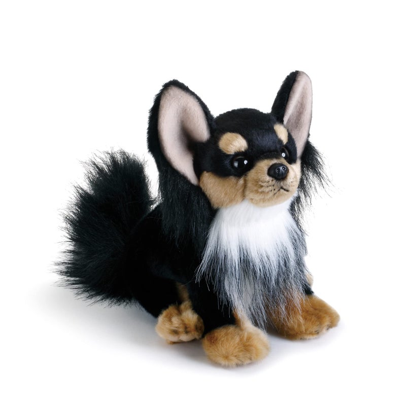 DEMDACO Black LongHaired Chihuahua Childrens Plush Beanbag Stuffed Animal Toy