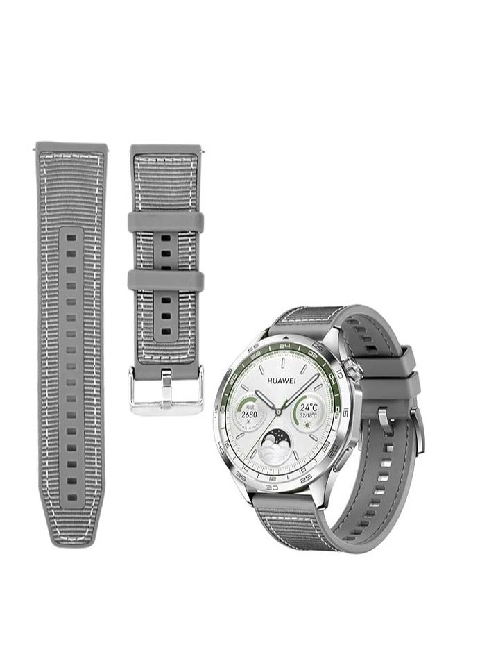 حزام الساعة متوافق مع ساعة Huawei Watch GT4 2023 46 مم/GT3/GT3 Pro/GT2/GT 46 مم/GT2e/GT Runner/Huawei Watch 3/3 Pro Stap، حزام بديل من مادة السيليكون المركبة من النايلون 22 مم - Image 1