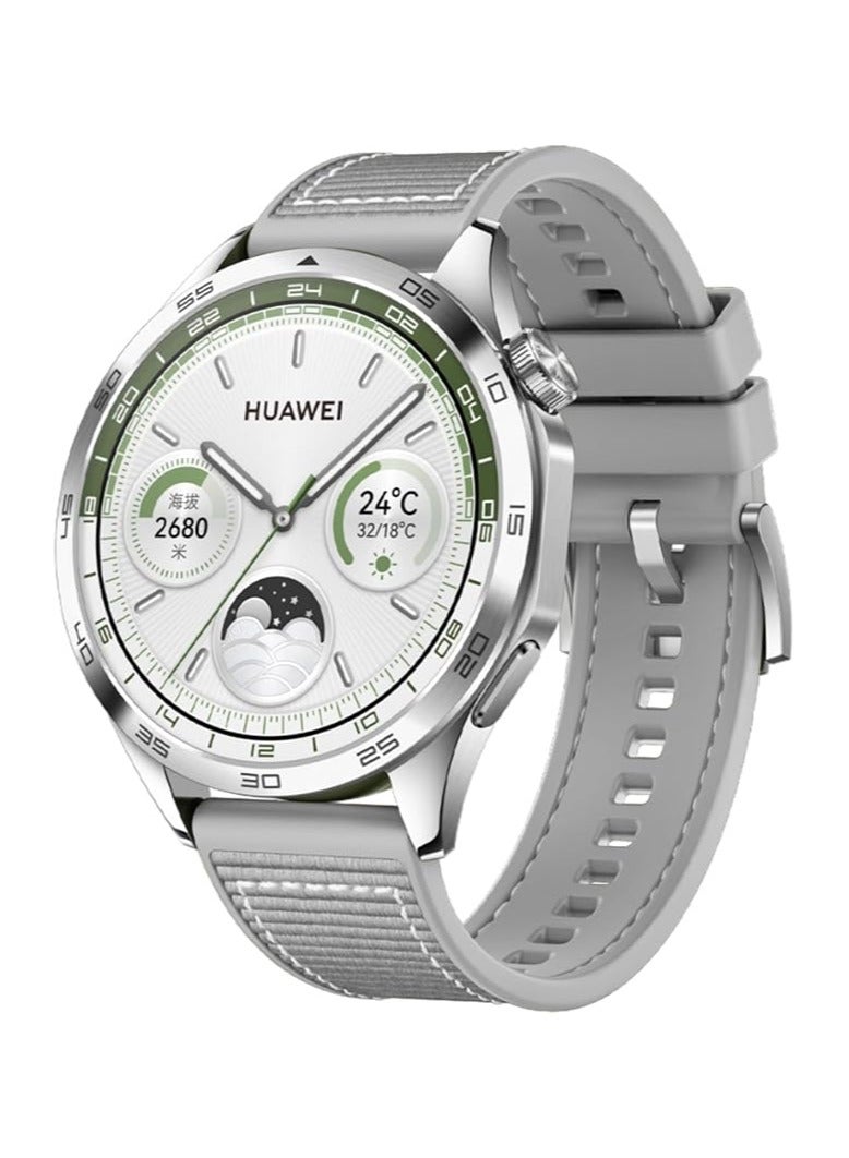 حزام الساعة متوافق مع ساعة Huawei Watch GT4 2023 46 مم/GT3/GT3 Pro/GT2/GT 46 مم/GT2e/GT Runner/Huawei Watch 3/3 Pro Stap، حزام بديل من مادة السيليكون المركبة من النايلون 22 مم - Image 2