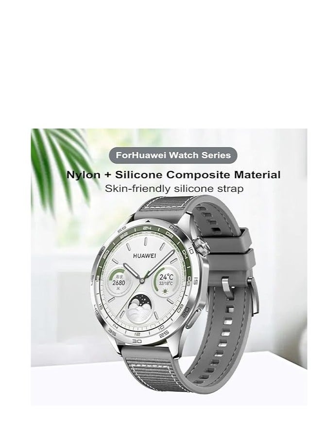 حزام الساعة متوافق مع ساعة Huawei Watch GT4 2023 46 مم/GT3/GT3 Pro/GT2/GT 46 مم/GT2e/GT Runner/Huawei Watch 3/3 Pro Stap، حزام بديل من مادة السيليكون المركبة من النايلون 22 مم - Image 4