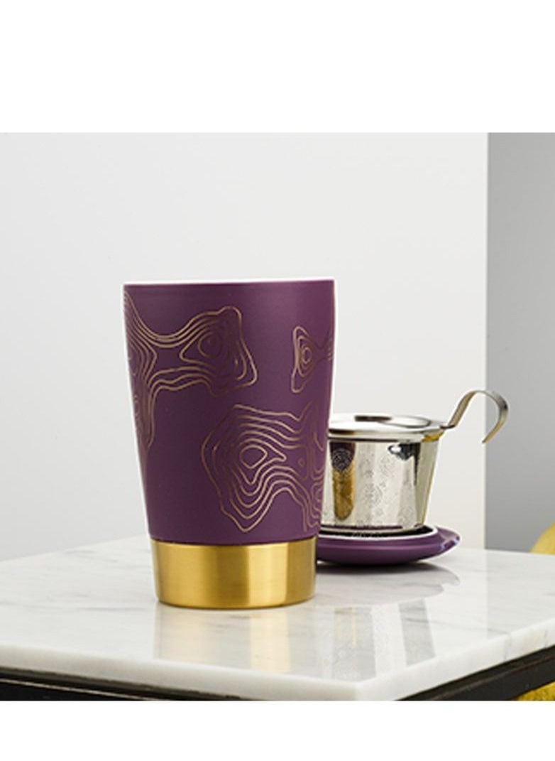 Tealand - Heat Resistant Double-wall Porcelain TEAEVE “Maps” Mug With Infuser And Lid For Coffee Tea Milk Cocoa (0.35L) - Image 1