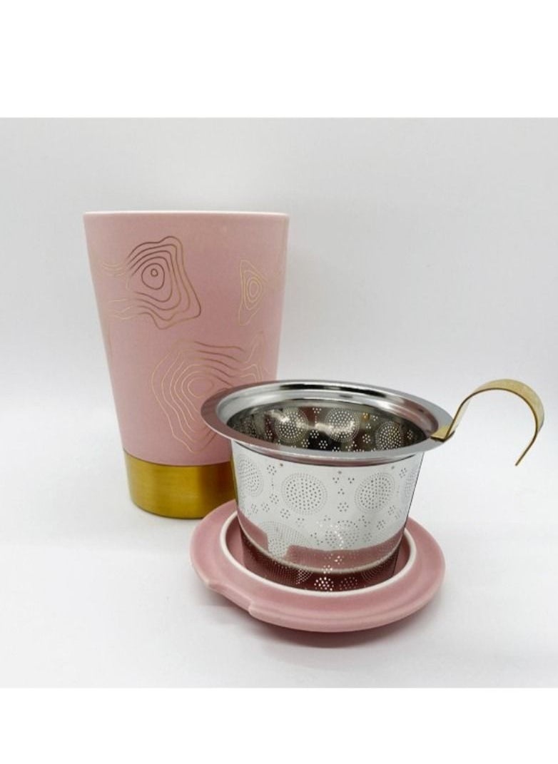 Tealand - Heat Resistant Double-wall Porcelain TEAEVE “Maps” Mug With Infuser And Lid For Coffee Tea Milk Cocoa (0.35L) - Image 1