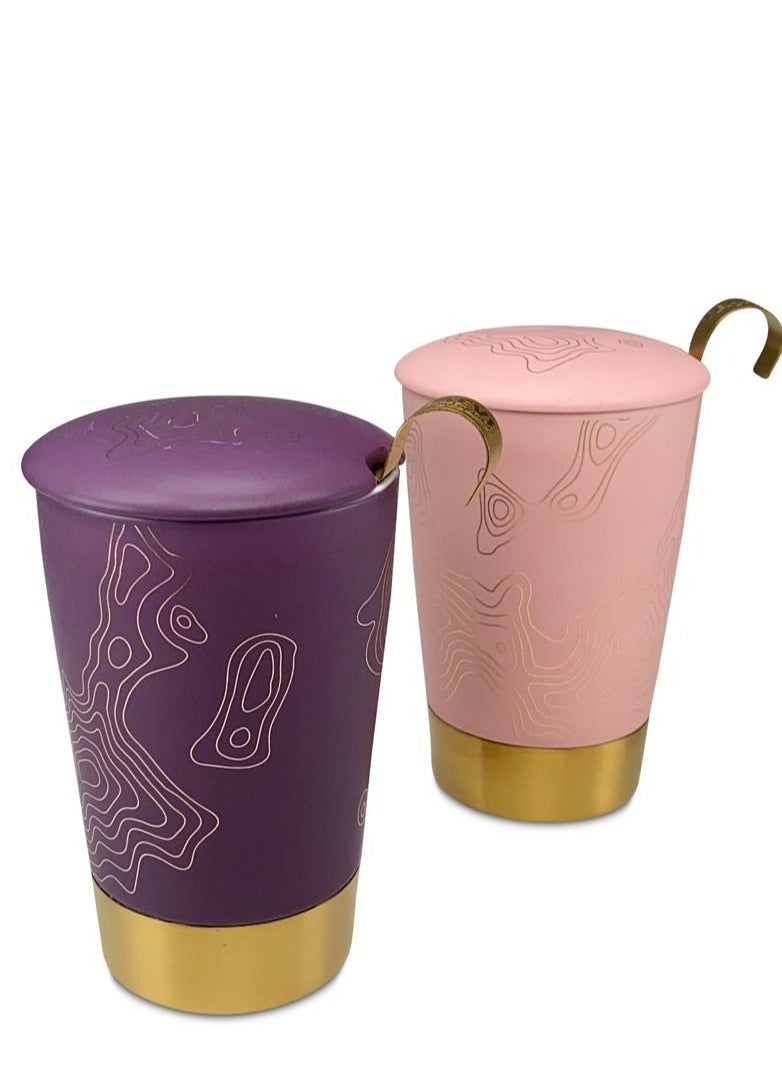 Tealand - Heat Resistant Double-wall Porcelain TEAEVE “Maps” Mug With Infuser And Lid For Coffee Tea Milk Cocoa (0.35L) - Image 1