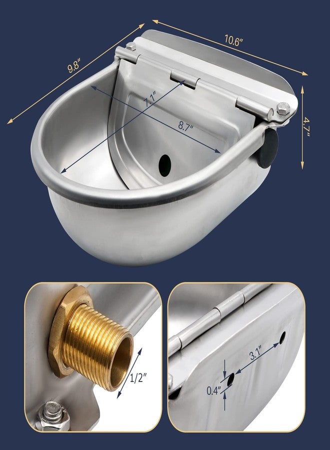 MUDUOBAN Automatic Water Dispenser for Dogs,304 Stainless Steel Automatic Chicken Waterer,Outdoor Dog Water Bowl with Brass Float Valve,Water Feeder for Livestock Poultry Duck Horse Goat Sheep - Image 2