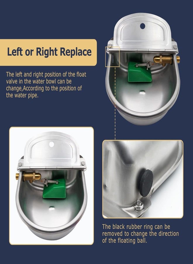 MUDUOBAN Automatic Water Dispenser for Dogs,304 Stainless Steel Automatic Chicken Waterer,Outdoor Dog Water Bowl with Brass Float Valve,Water Feeder for Livestock Poultry Duck Horse Goat Sheep - Image 4
