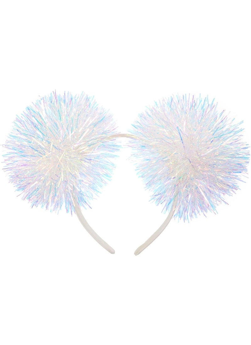 Beaupretty Beaupretty Tinsel Pom Pom Headband Pompom Hair Band for Girls Women Christmas Party Birthday Cosplay Hair Accessories White 
