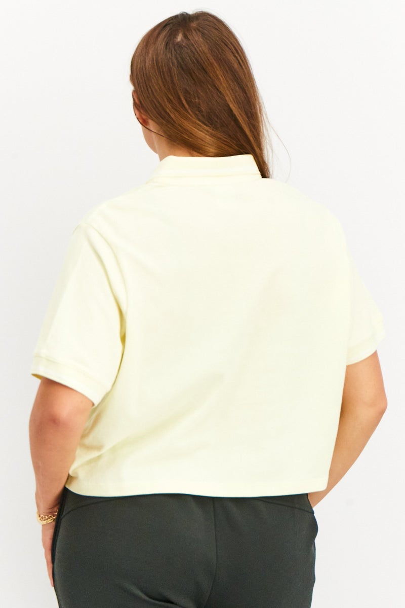 adidas Originals Women Sportswear Fit Short Sleeve Polo Shirt, Yellow  - Image 4