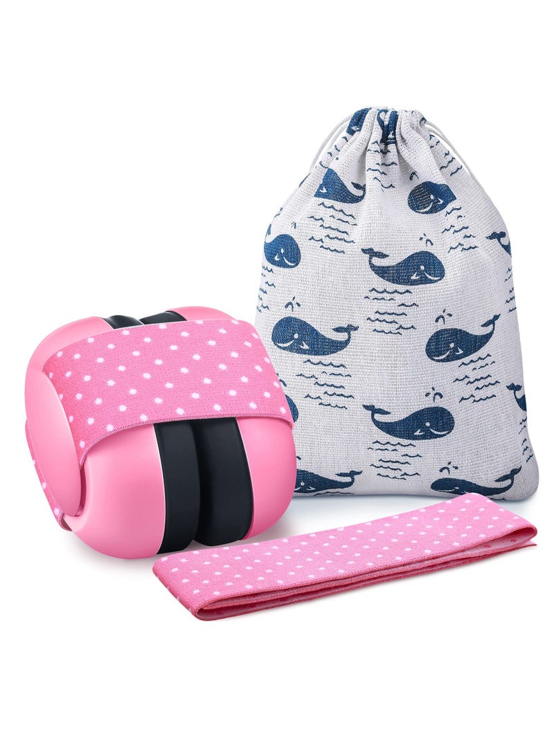 سماعات أذن للأطفال، قابلة للتعديل لحماية أذن الأطفال من عمر 2 إلى 24 شهرًا، مع حقيبة قماشية عازلة للصوت لحديثي الولادة، وردي - Image 1