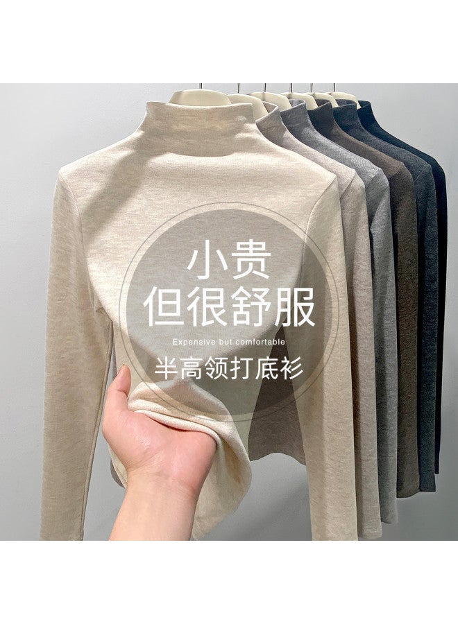 Modal Semi-Turtleneck Women'S Base Shirt For Autumn And Winter, Solid Color, Simple And Versatile, Casual And Fashionable Long-Sleeved Warm Top For Women - Image 4