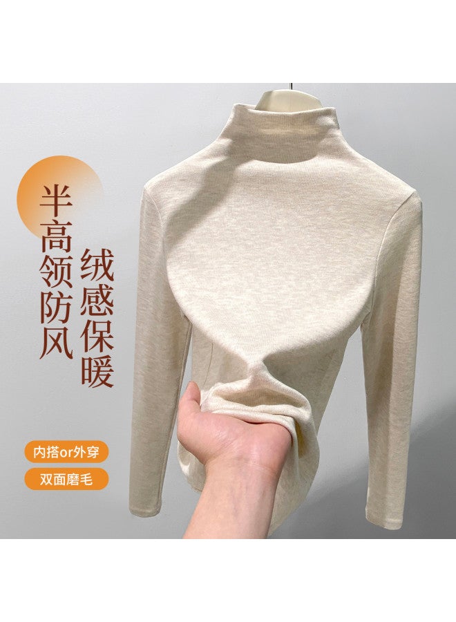 Modal Semi-Turtleneck Women'S Base Shirt For Autumn And Winter, Solid Color, Simple And Versatile, Casual And Fashionable Long-Sleeved Warm Top For Women - Image 2