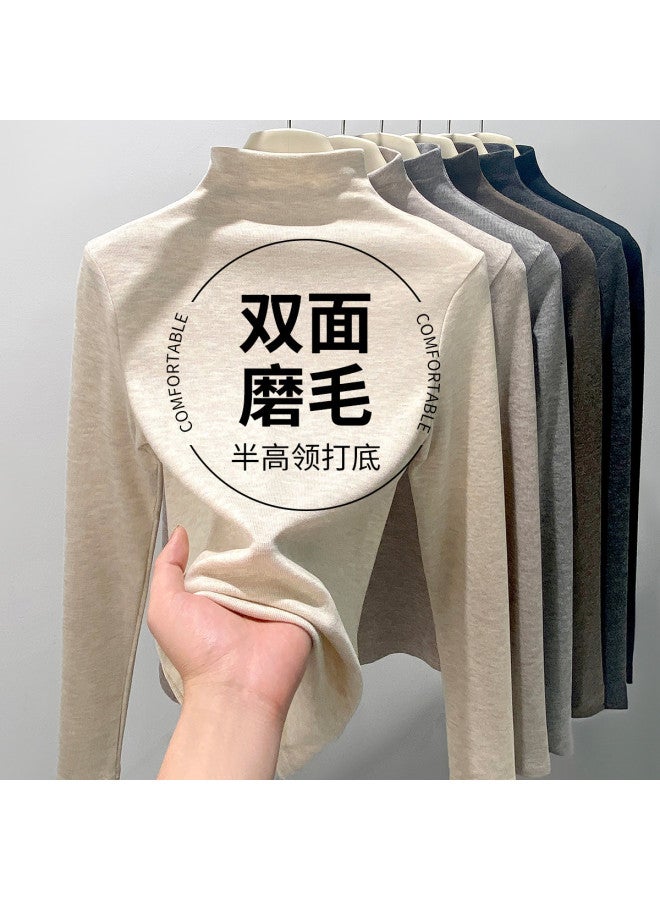 Modal Semi-Turtleneck Women'S Base Shirt For Autumn And Winter, Solid Color, Simple And Versatile, Casual And Fashionable Long-Sleeved Warm Top For Women - Image 3