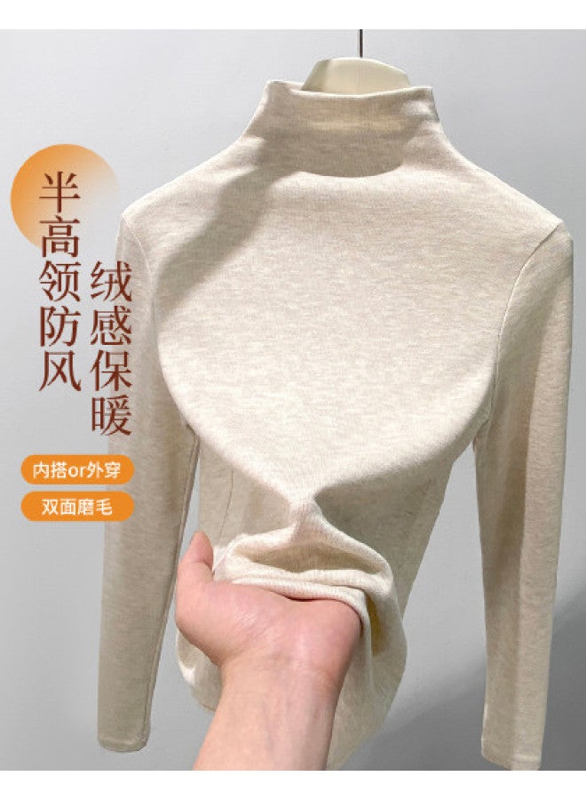 Modal Semi-Turtleneck Women'S Base Shirt For Autumn And Winter, Solid Color, Simple And Versatile, Casual And Fashionable Long-Sleeved Warm Top For Women - Image 1