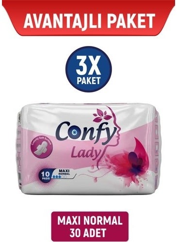 Lady Hygienic Pad Maxi Normal 10 Pieces x 3 Packs