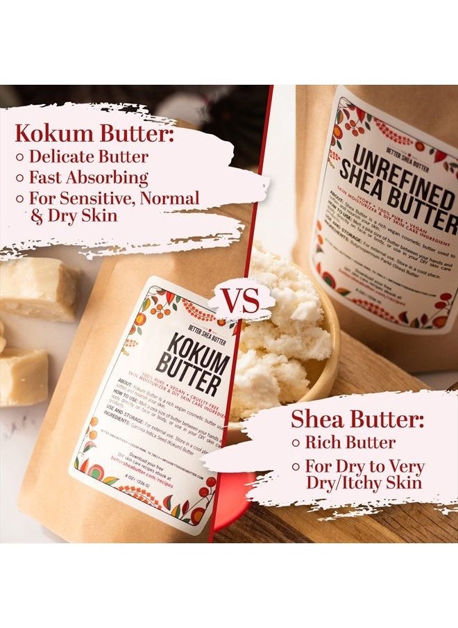 Better Shea Butter - Kokum Butter | Raw, Unrefined | For Soap Making and DIY Skin and Hair Products | Pure, Unscented Butter for Lotion Base | 8 oz block - Image 1