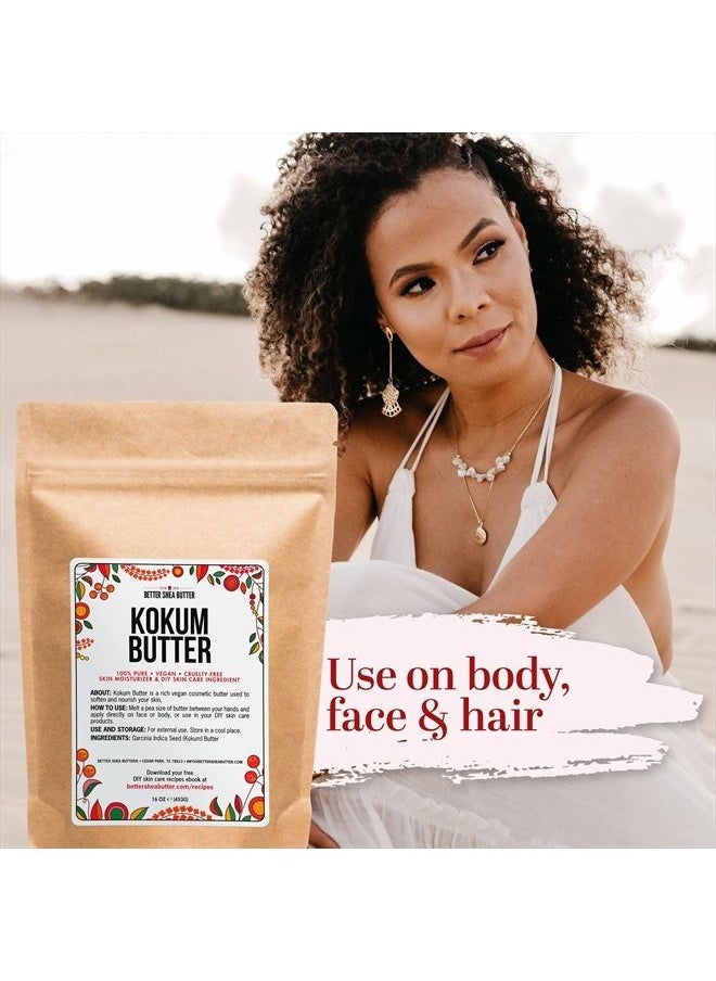 Better Shea Butter - Kokum Butter | Raw, Unrefined | For Soap Making and DIY Skin and Hair Products | Pure, Unscented Butter for Lotion Base | 8 oz block - Image 1