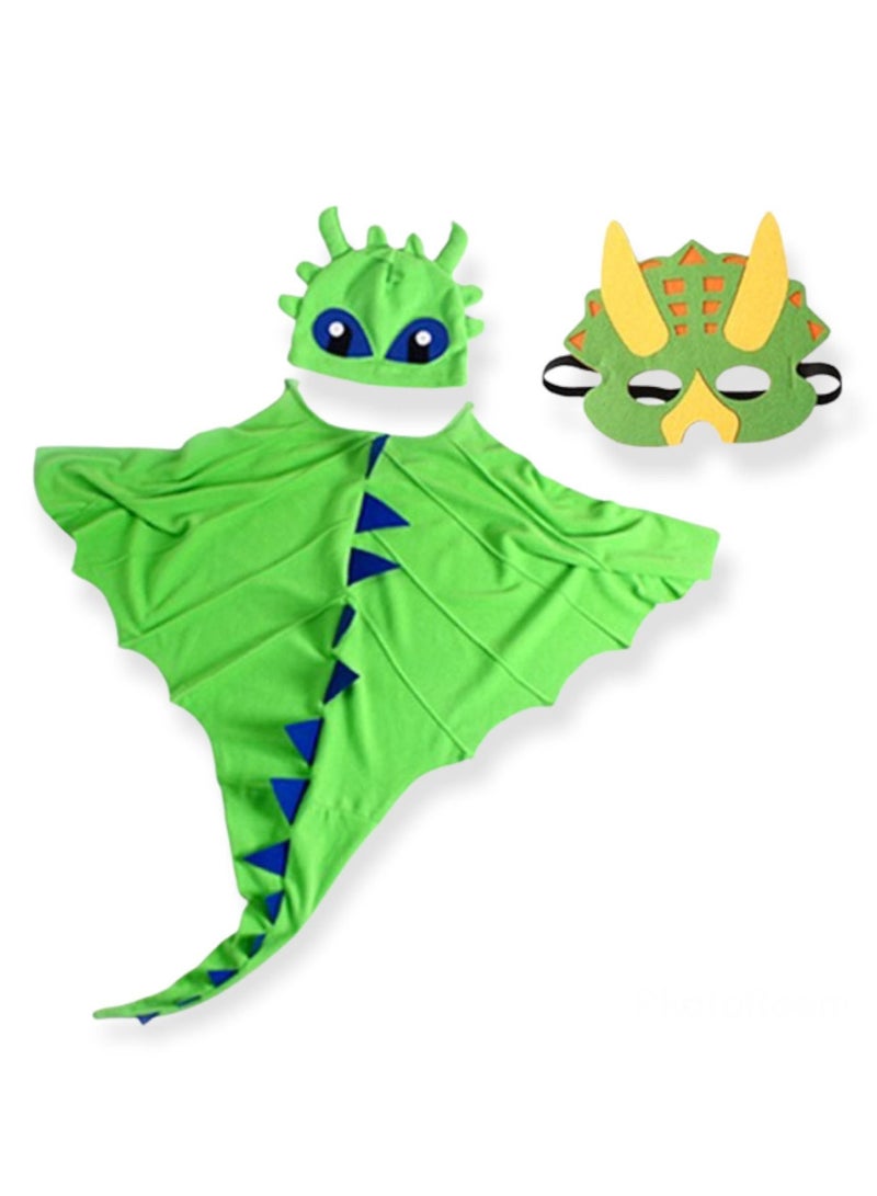 Highland Dinosaur Cape Mask Hat Costume for Kids - Image 1
