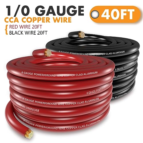 Jeemiter 1/0 Gauge CCA Wire Kit - 20ft Red & 20ft Black with Free Wire Cutter | Car Amplifier Power & Ground Cable for Big 3 Upgrade, Solar, RV - Image 4