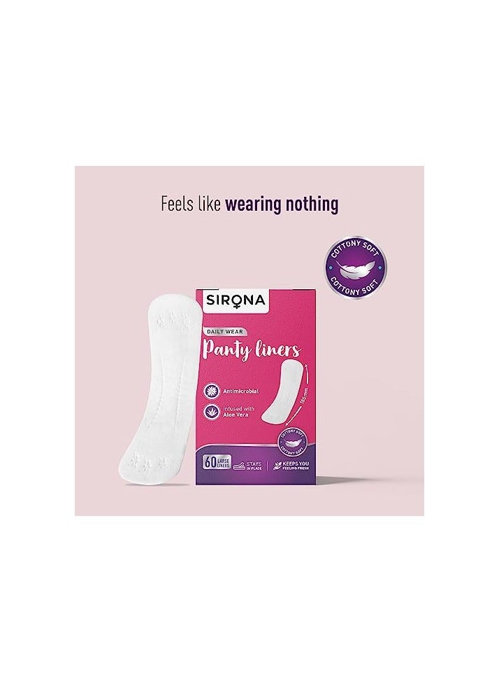 Sirona Dry Comfort Daily Use Panty Liners for Women Large, 120 Liners - Soft Cottony Panty Liner Pads for Women with 8 hours Protection - Image 2
