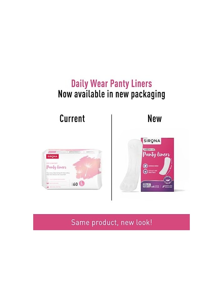 Sirona Dry Comfort Daily Use Panty Liners for Women Large, 120 Liners - Soft Cottony Panty Liner Pads for Women with 8 hours Protection - Image 3