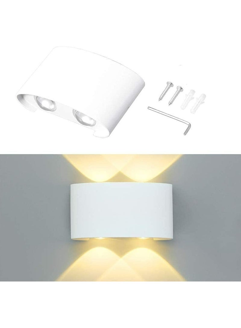 HUA QIANG WANG Modern Outdoor Aluminium Wall Lights 4.7 INCH, 4W LED Wall Sconce, Warm White 3000K, AC 85-265V, IP65 Waterproof Up and Down Wall Lamp for Deck Fence Balcony Garden Lighting - Image 3