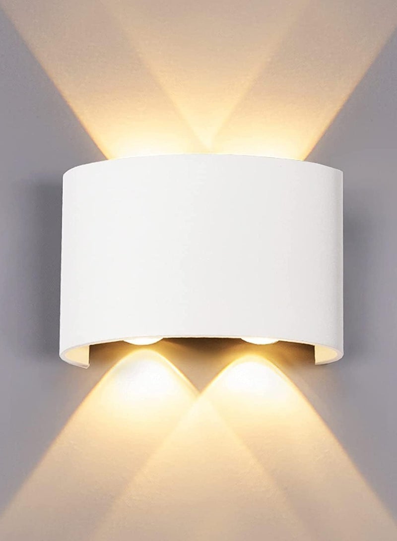 HUA QIANG WANG Modern Outdoor Aluminium Wall Lights 4.7 INCH, 4W LED Wall Sconce, Warm White 3000K, AC 85-265V, IP65 Waterproof Up and Down Wall Lamp for Deck Fence Balcony Garden Lighting - Image 1