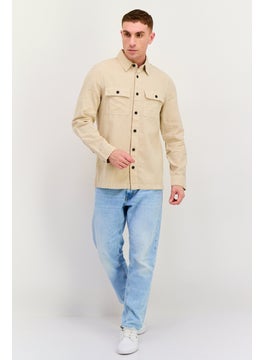 Threadbare Men Regular Fit Solid Long Sleeves Casual Shirt, Beige  - Image 4