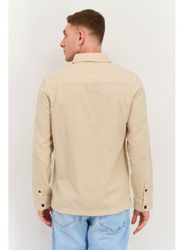 Threadbare Men Regular Fit Solid Long Sleeves Casual Shirt, Beige  - Image 3