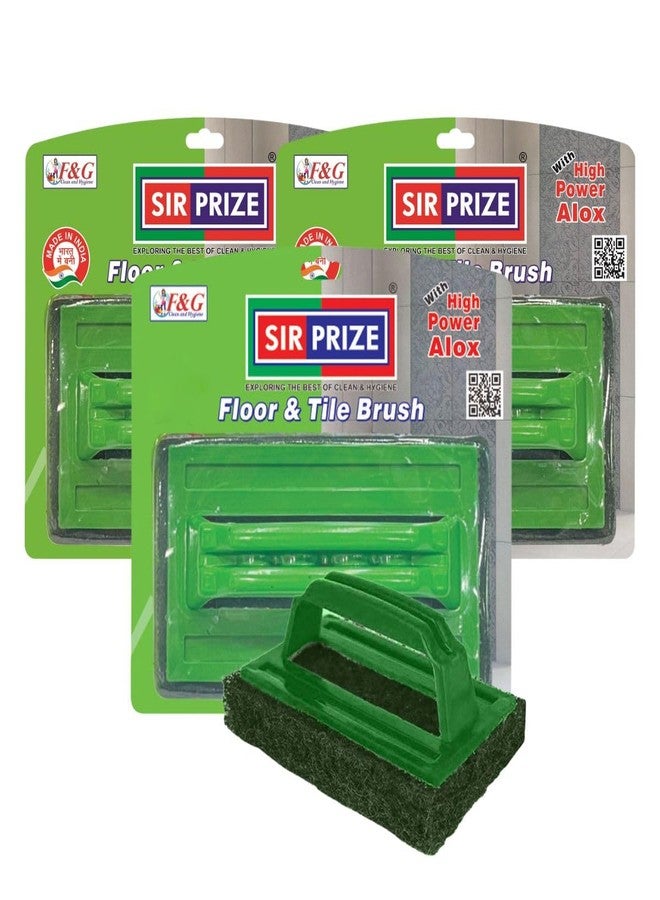 Sir Prize Bathroom Tile Scrubber Brush,Cleans Tiles, Floors, Sinks and Hard-to-Reach Corners.Square Head Easily reaches Edges and Corners for Stain Removal. - Pack of 3 - Image 1