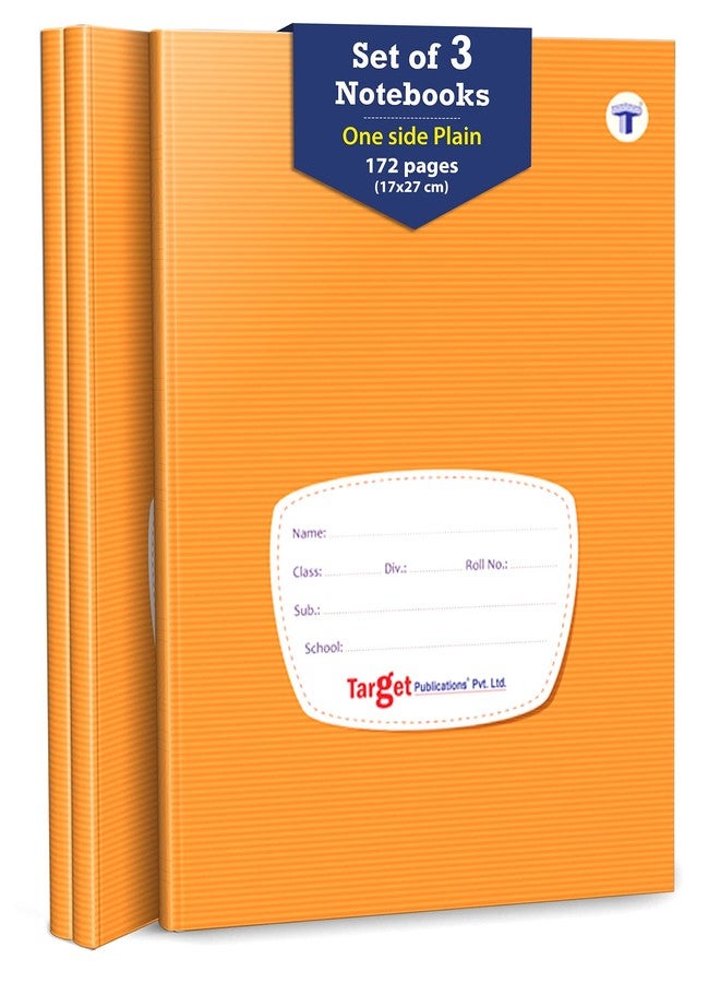 TARGET PUBLICATIONS Single Line Interleaf Notebooks | One Side Blank/Unruled & One Side Ruled | 172 Pages | Soft Brown Cover | 17 x 27 cm Approx | Pack of 3 | GSM 58 - Image 1