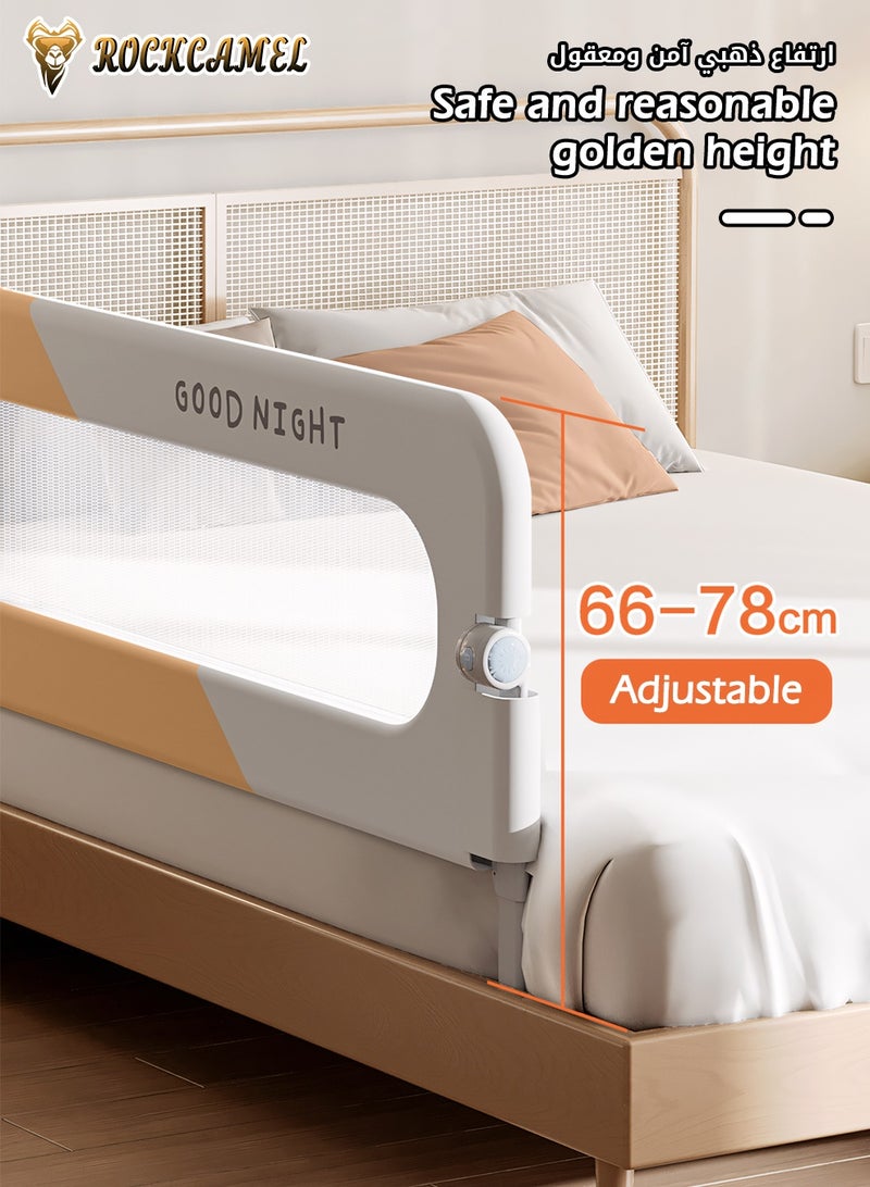 ROCKCAMEL واقي سرير الأطفال، واقي سرير قابل للطي على شكل حرف L مع حزمة براغي، سياج سرير آمن، ارتفاعات قابلة للتعديل ودرابزين حماية سرير متأرجح للأطفال الصغار، كاكي (قطعة واحدة لكل جانب، عرض 1.8 متر) - Image 5