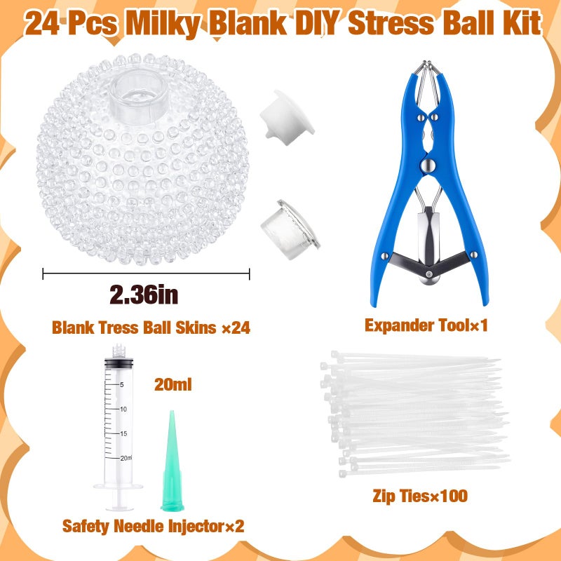 Simgoing 24 Pcs DIY Stress Ball Making Kit, Blank Stress Pressure Ball Skin Kit with Vacuum Evacuating Device & Expander Tool Make Your Own Fidget Pressure Balls for Adults (Spiky) - Image 2