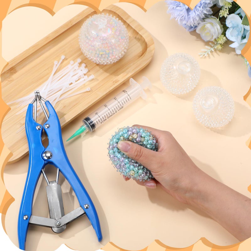 Simgoing 24 Pcs DIY Stress Ball Making Kit, Blank Stress Pressure Ball Skin Kit with Vacuum Evacuating Device & Expander Tool Make Your Own Fidget Pressure Balls for Adults (Spiky) - Image 5