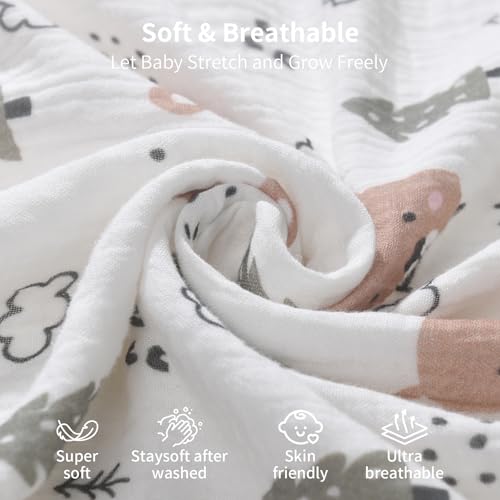 GUNTAIL Rayon from Bamboo Swaddle Blankets for Newborn,2 Pack Breathable Soft Receiving Blanket,Large 41 x 41 inches Swaddle Wrap Burping Clothes,Essentials Infant Shower Items(Christmas Bear & Green Bear) - Image 4