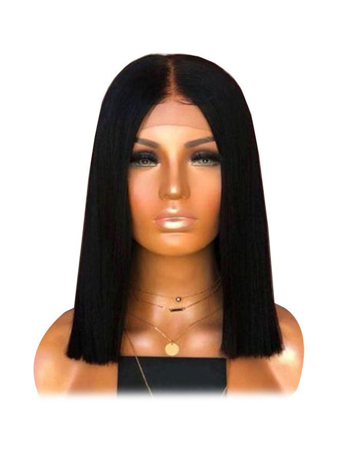 NIBEMINENT Middle Part Straight Short Hair Extension Wig Black - Image 1