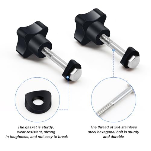 Yasdyri Rollator Walker Replacement Knob 2 PCS Replacement Arm Adjustment Knobs for Rollator Walker Accessories,Rollator Parts Knobs with M6 Track Bolt Set - Image 3